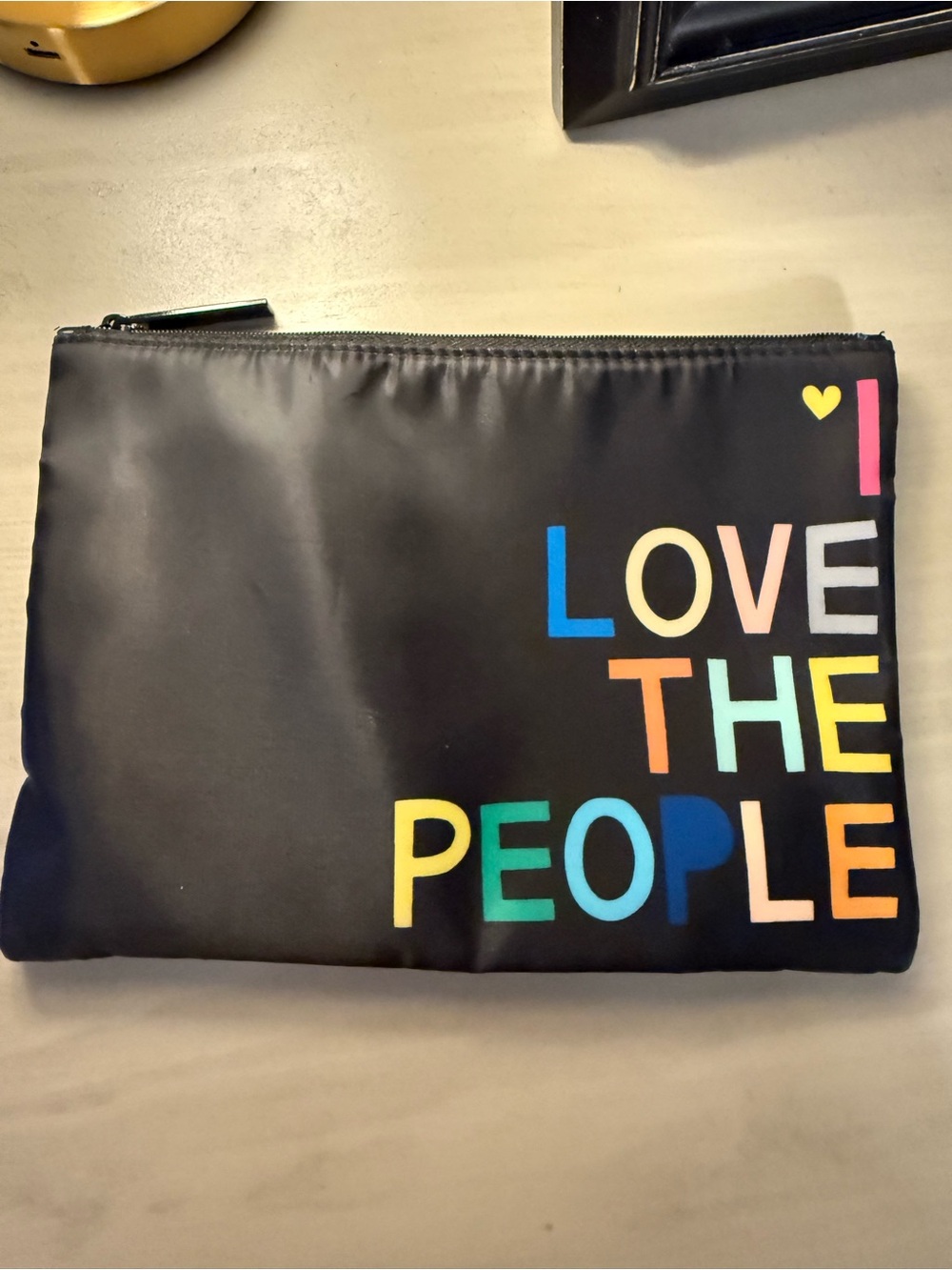Love The People Multicolor Zip Pouch - Black